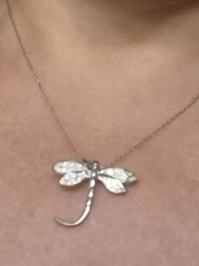 Stainless Steel Neckless Silver Dragonfly  Necklace - Silver